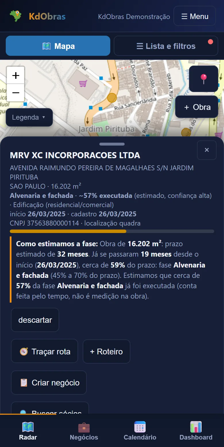 KdObras no celular: Abra a obra