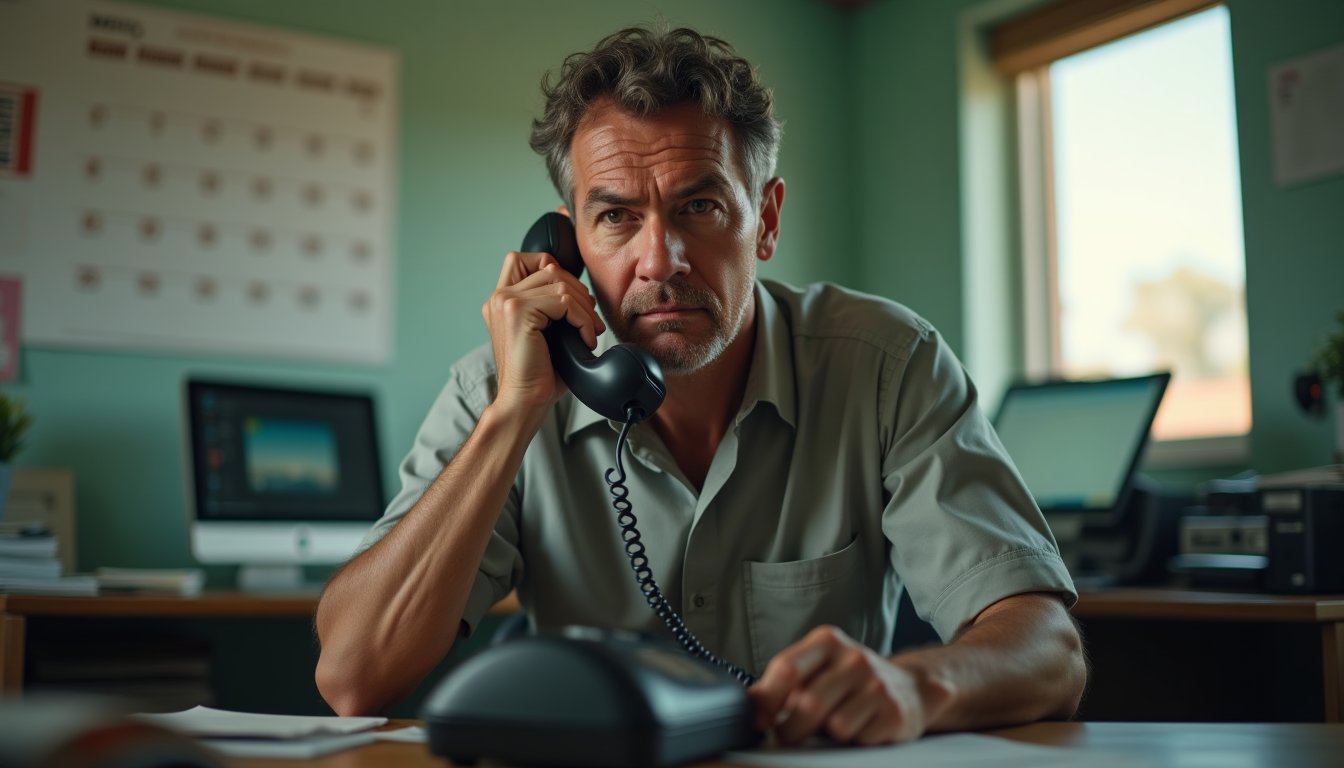 Vendedor esperando ao telefone no escritório